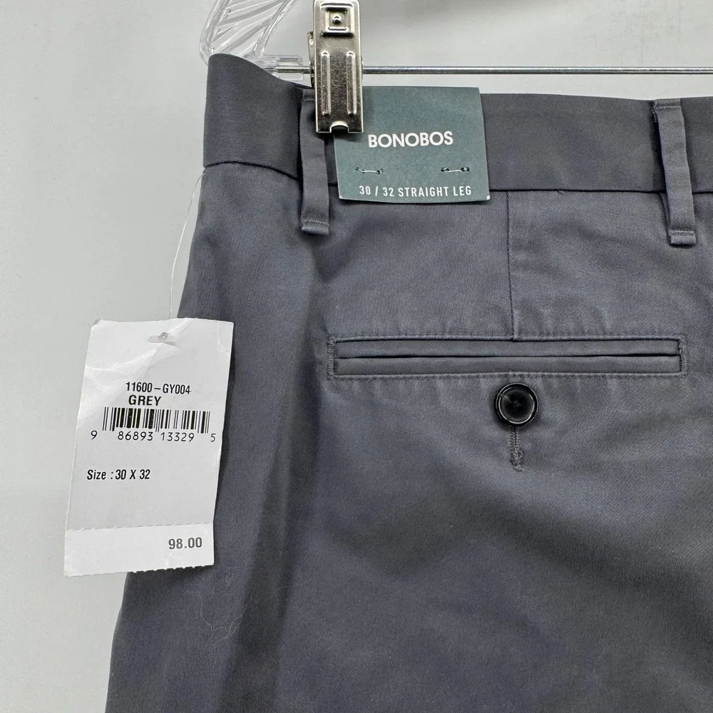 Bonobos Weekday Warriors Grey Straight Leg Non-Iron Dress Pants 30x32 NEW
